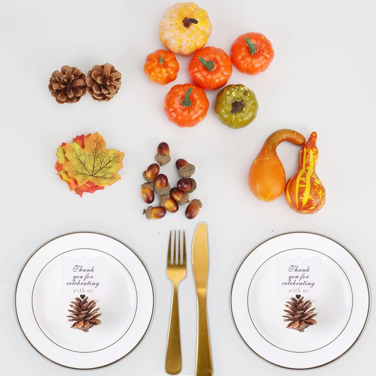 50 Piece Halloween Artificial Pumpkin Decor Set
