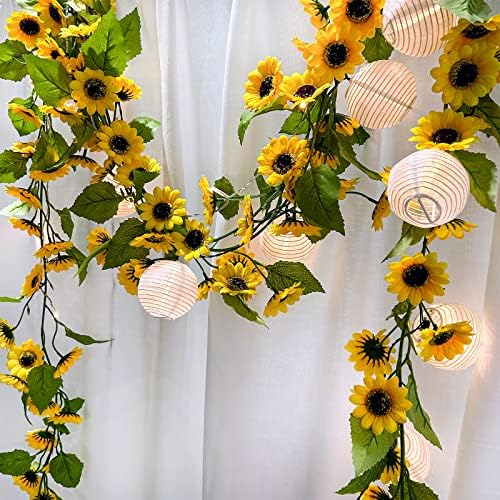 Winlyn 2 Pcs 59 Ft Artificial Sunflower Garland