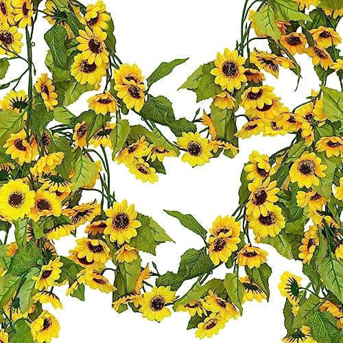 Winlyn 2 Pcs 59 Ft Artificial Sunflower Garland