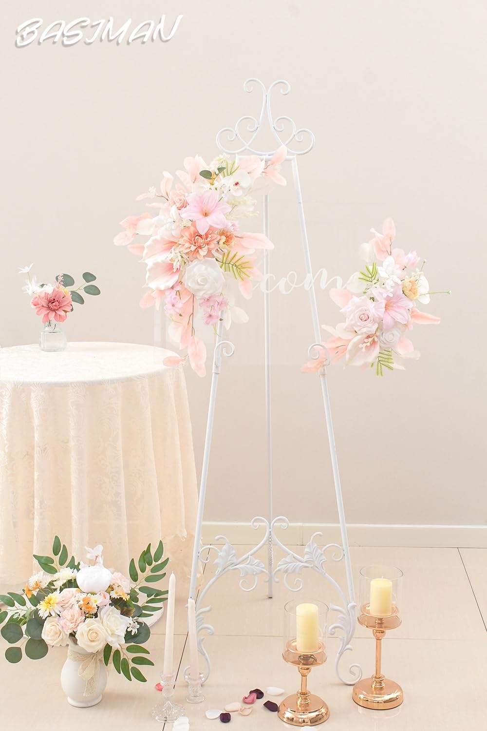BASIMAN Set of 2 Wedding Flowers and Welcome Sign