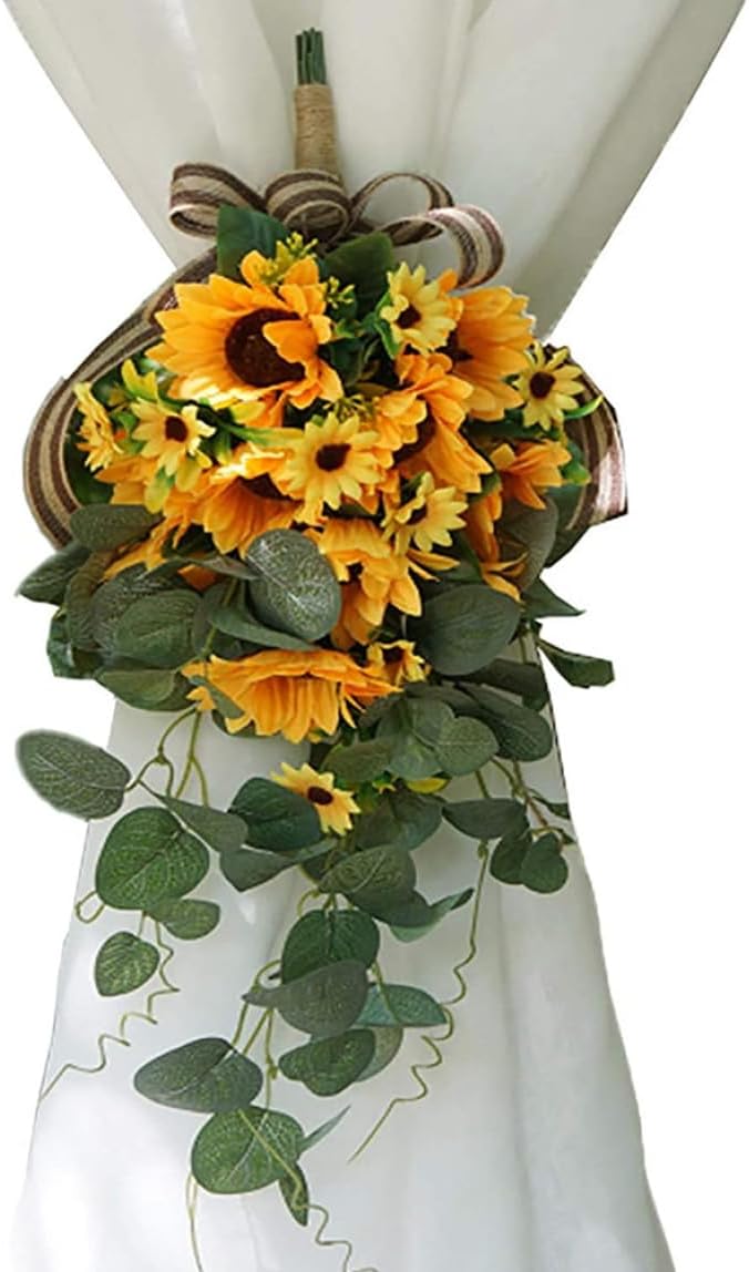 Kalastussaari Artificial Sunflower Teardrop Wreath Wall Hanging
