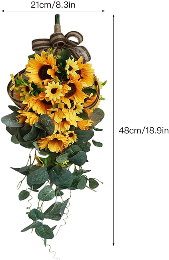 Kalastussaari Artificial Sunflower Teardrop Wreath Wall Hanging