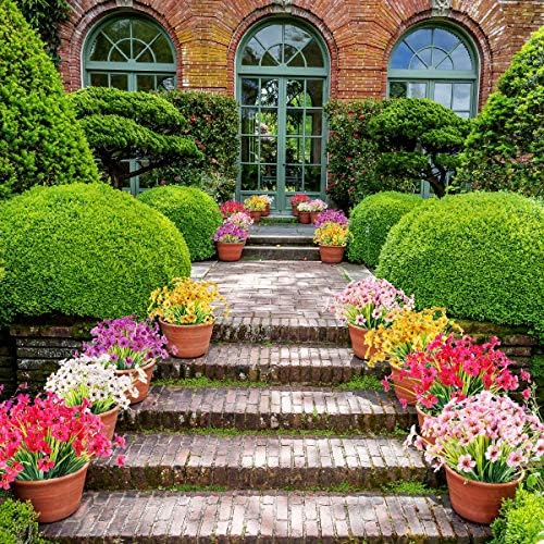 JEMONG 20 Bundles Artificial Flowers UV Resistant