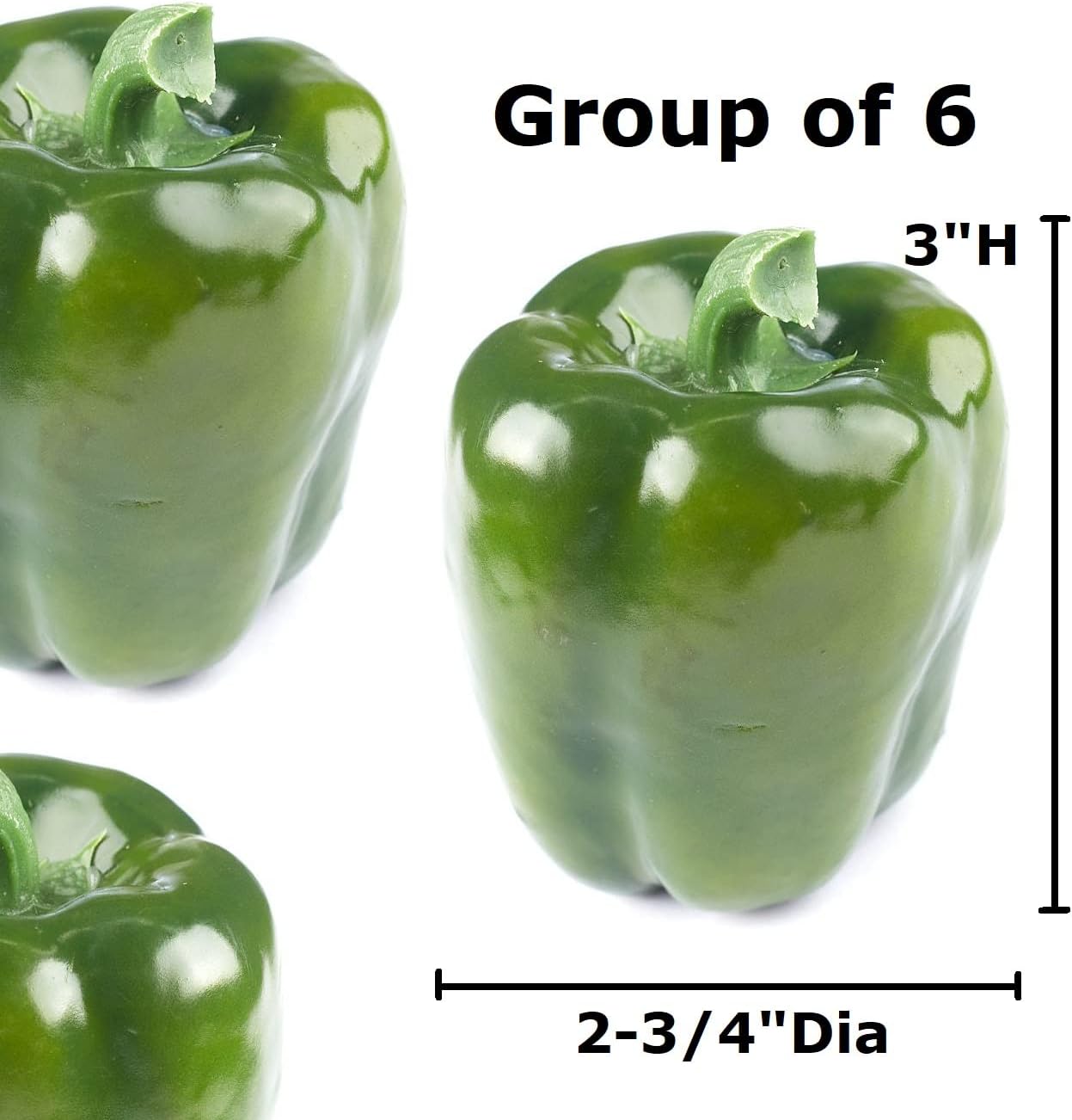 Factory Direct Craft Pack of 6 Artificial Green Bell Peppers