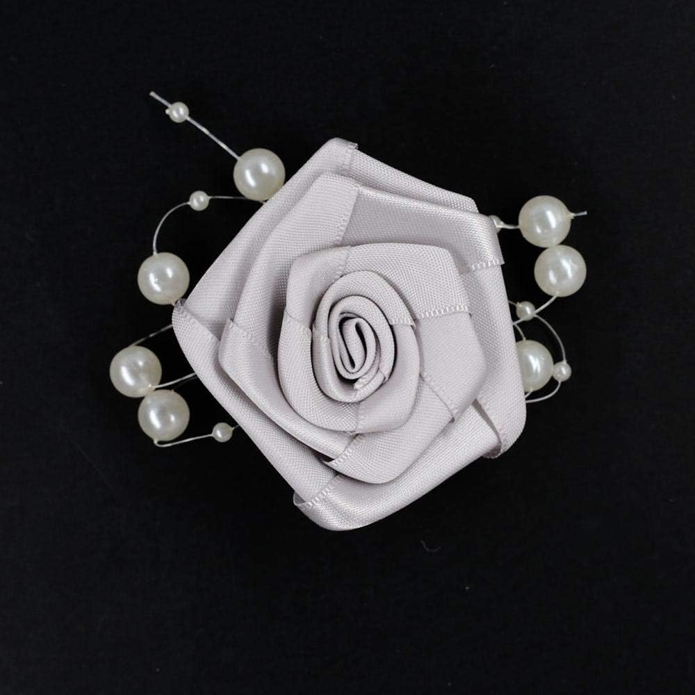 Banlardk Silver Rose Artificial Flower Boutonniere for Men Wedding Ceremony XH521