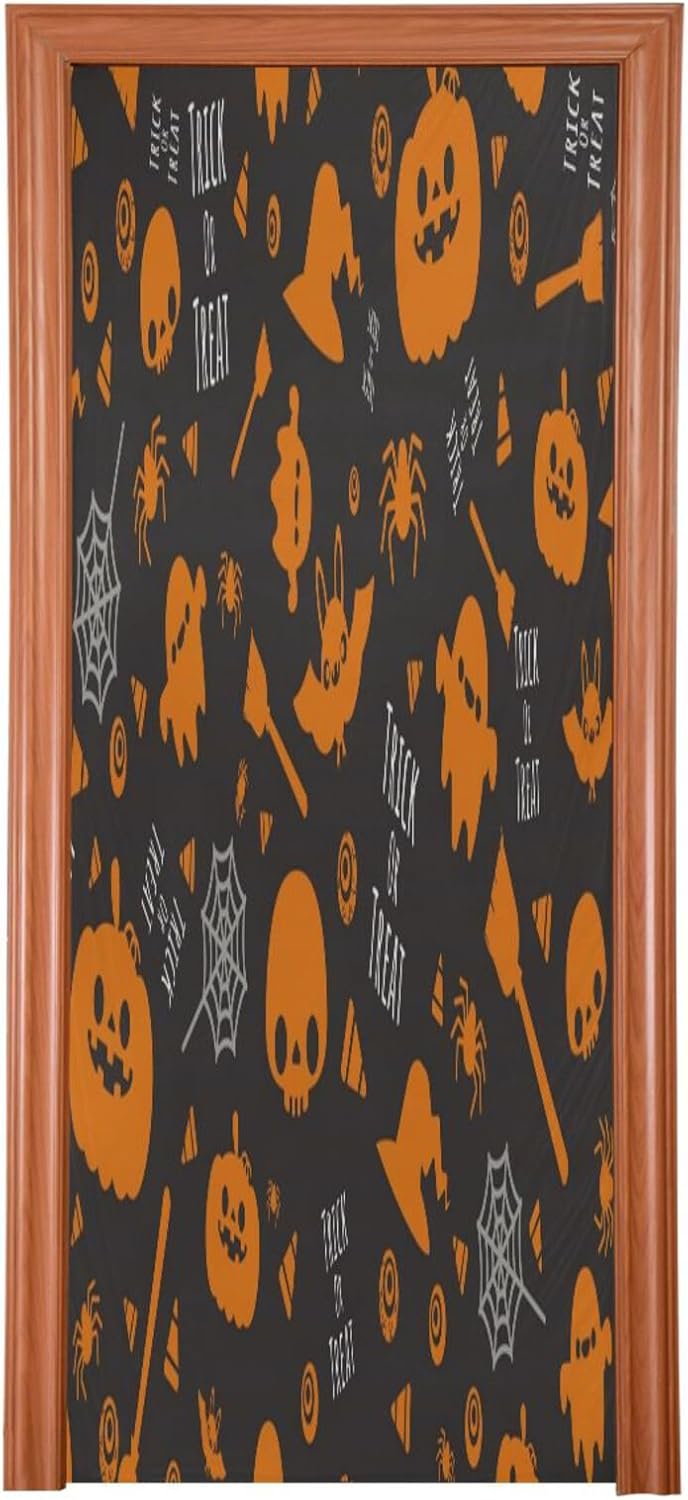 Susiyo Halloween Skull Pumpkin Door Cover 35x79 Inch