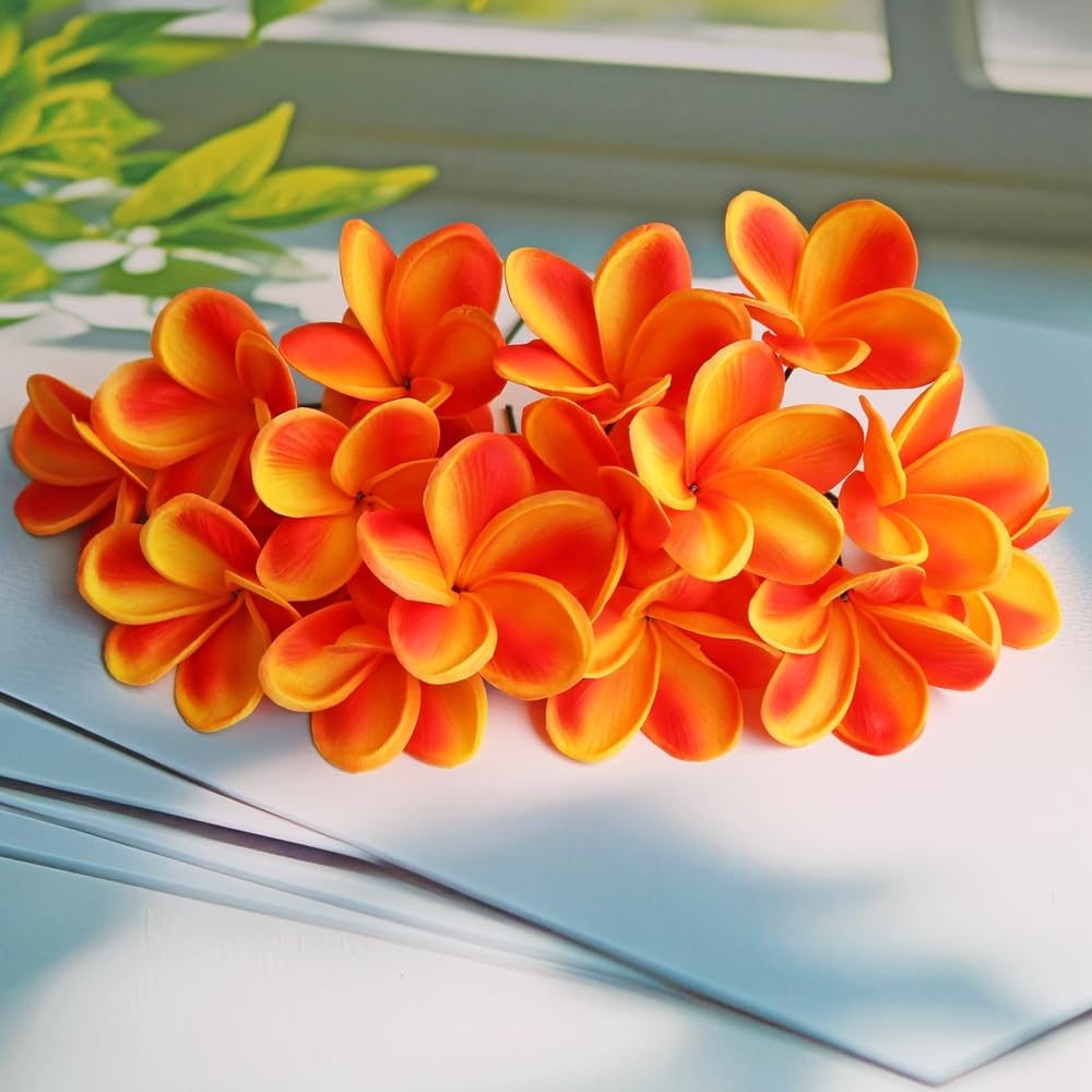10PCS PU Plumeria Flowers for Wedding and DIY Decor
