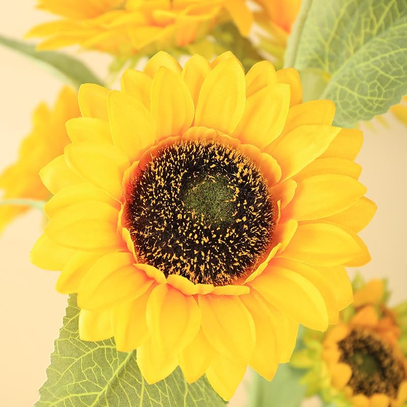 8PCS Artificial Yellow Sunflower Home Decor Set