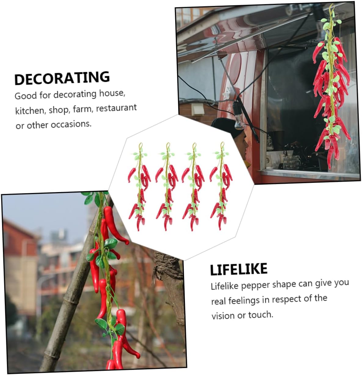 4pcs Simulated Chili Decor Artificial Pepper Farmhouse Hanging Decor