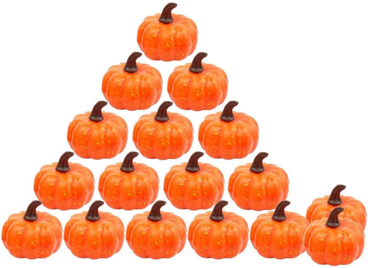 Vensovo Orange Foam Mini Pumpkins 2 Inch 16PCS Set