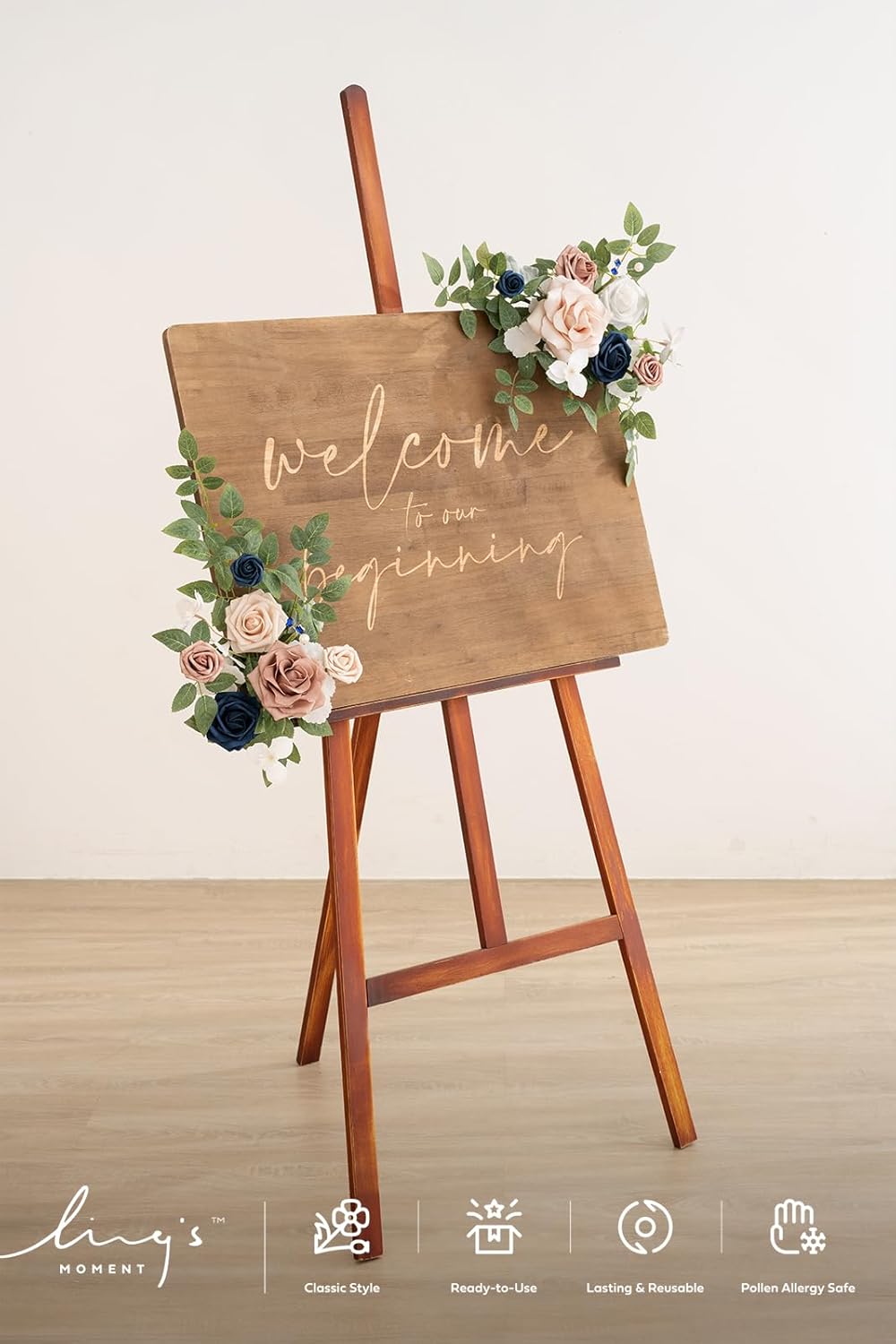 Lings Moment 2pcs Wedding Floral Swag Welcome Sign