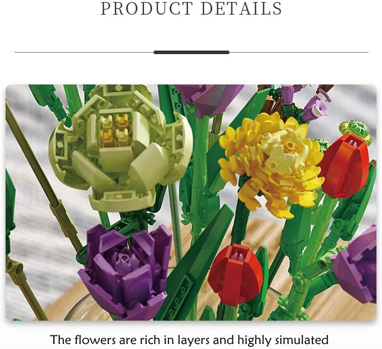 Home Decor Artificial Flowers Bouquet Building Set