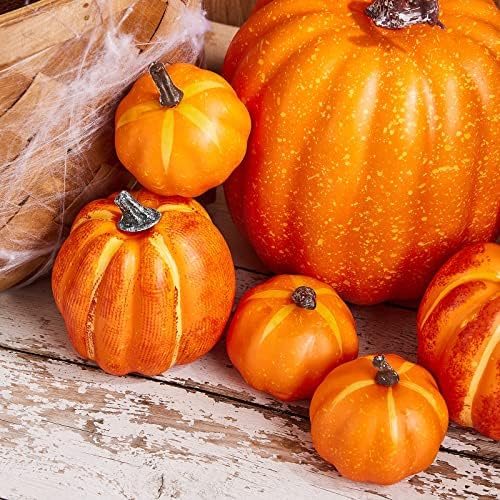 Kayotuas 7Pcs Artificial Pumpkins for Halloween Fall Decor