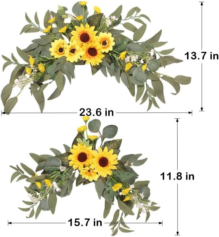 GOLDY WENDY Yellow Sunflowers Decor Flower Swag Pack of 2