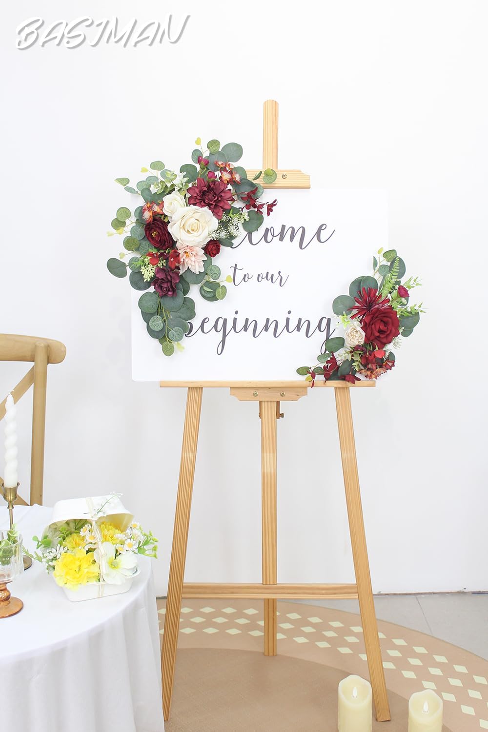 2pcs Wedding Arch Flowers with Cable Ties and Stems