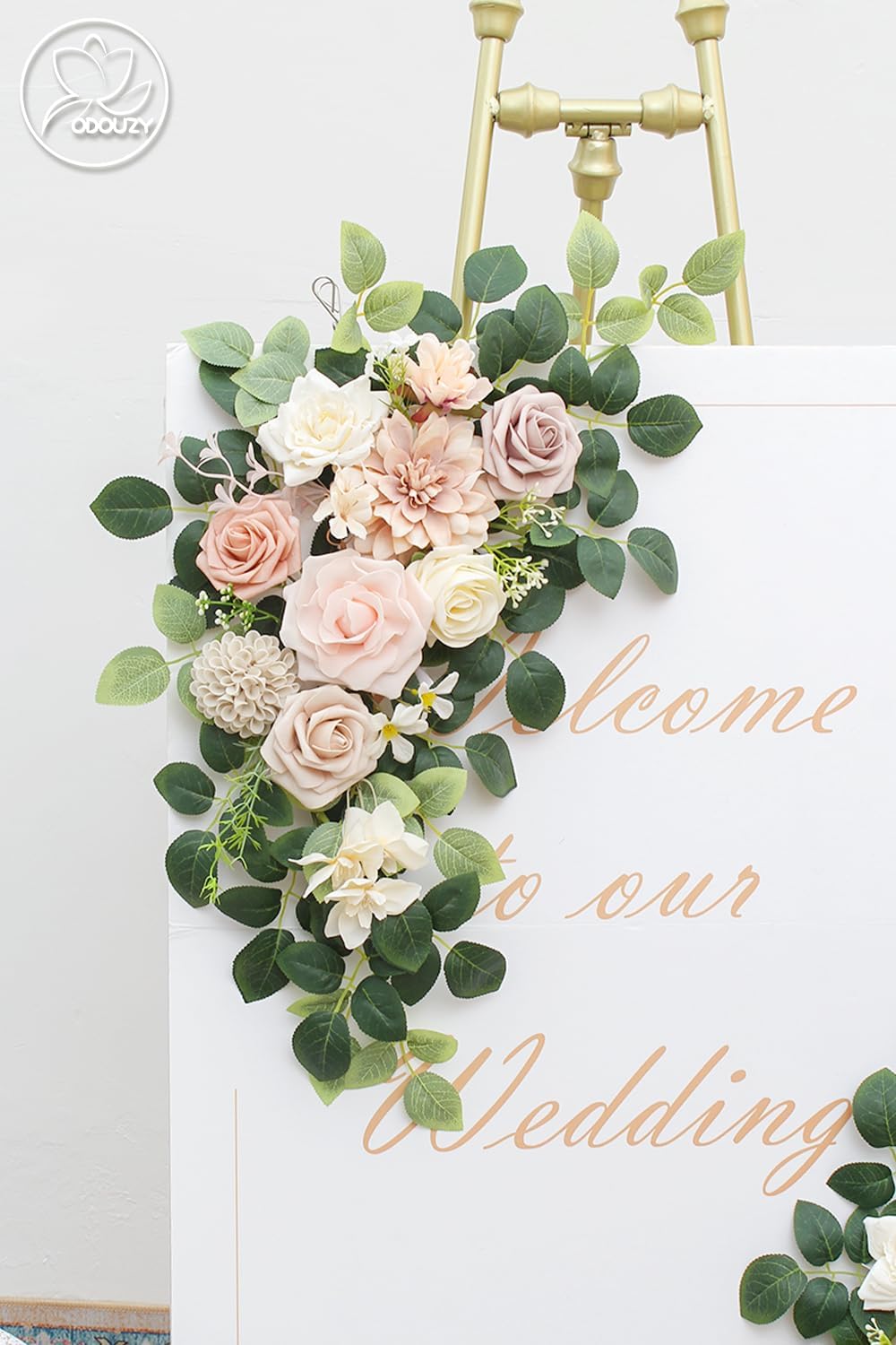 Odouzy Pack of 2 Pink Artificial Wedding Arch Flowers