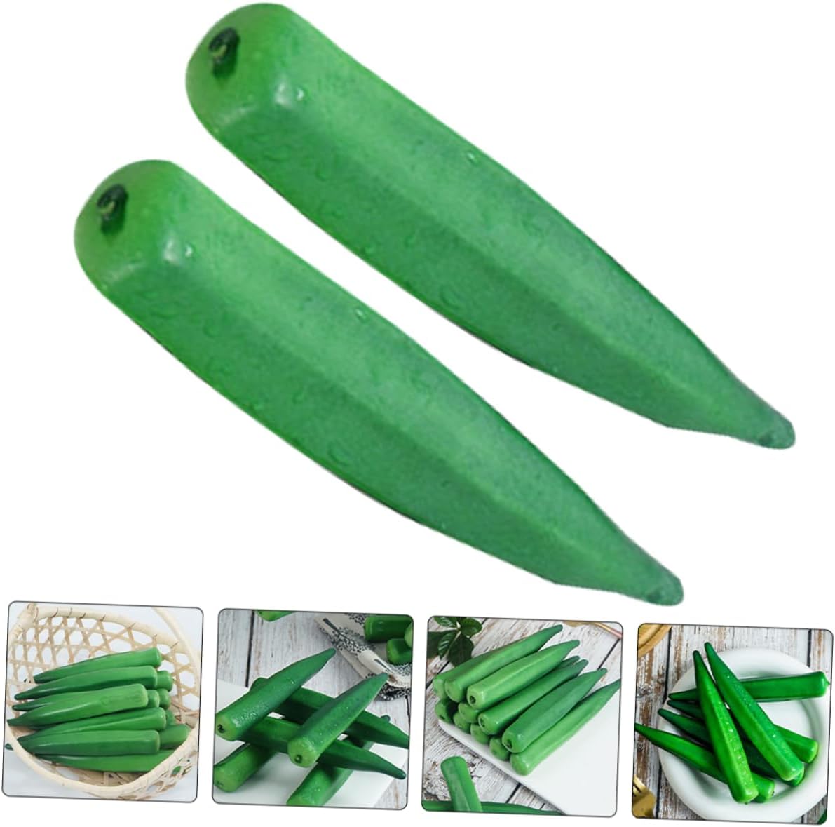 Vaguelly Realistic Fake Okra Artificial Vegetable Set