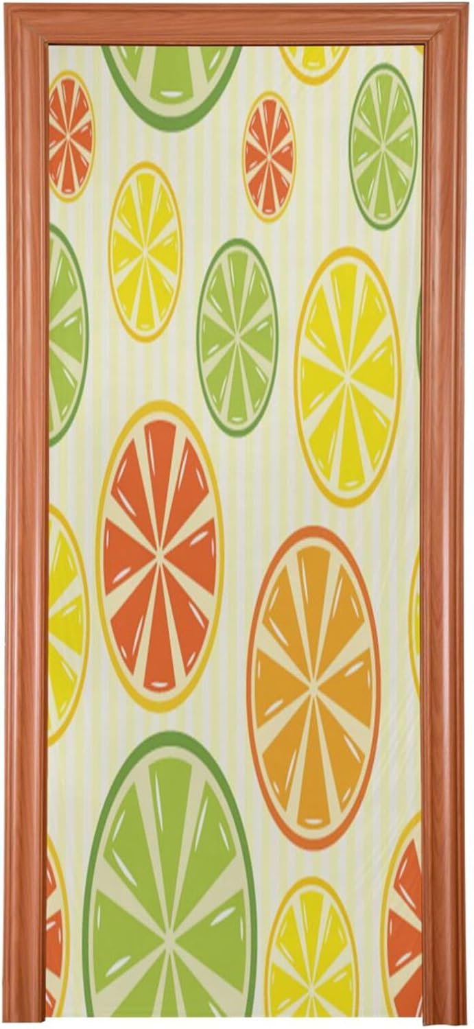 Susiyo Yellow Lemon Orange Door Cover Fabric Decor