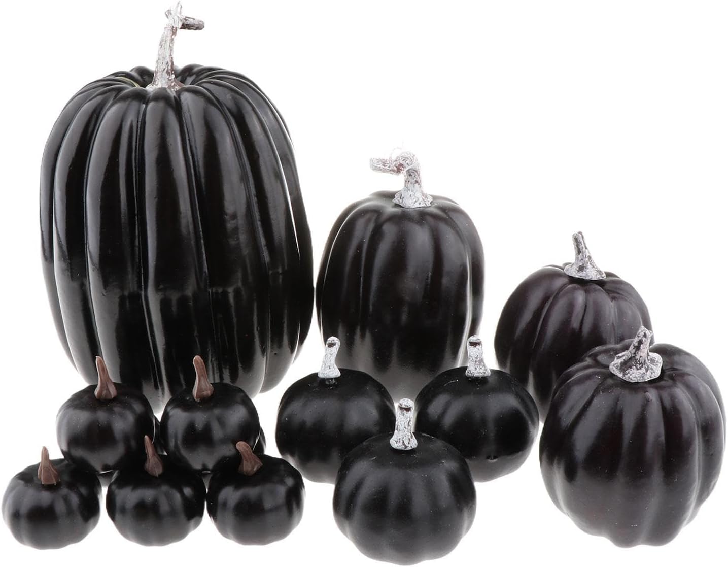 Fancyes Fake Pumpkins Foam Prop Set 14 Pieces Black