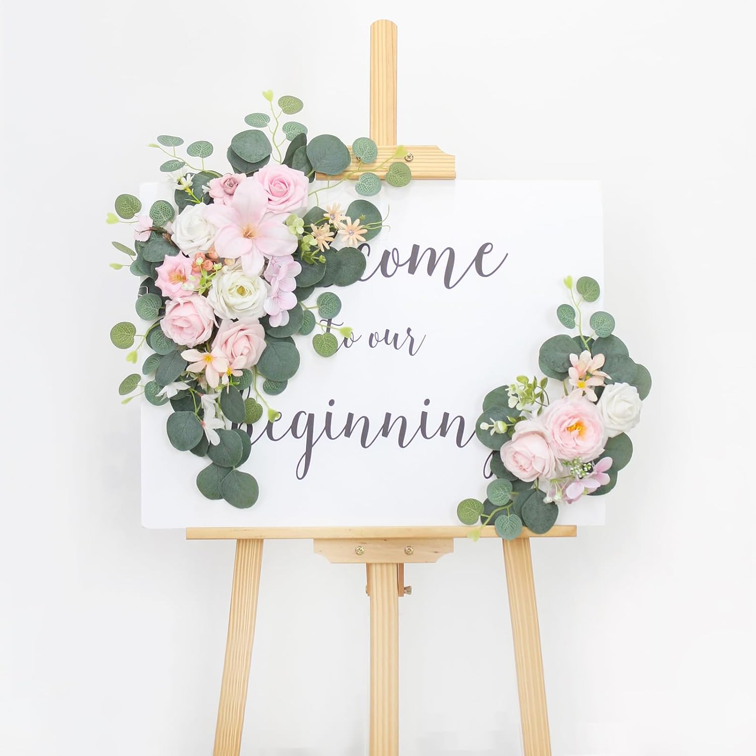 Light Pink Wedding Arch Flowers Set of 2