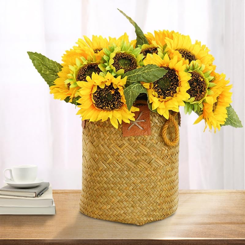 8PCS Artificial Yellow Sunflower Home Decor Set