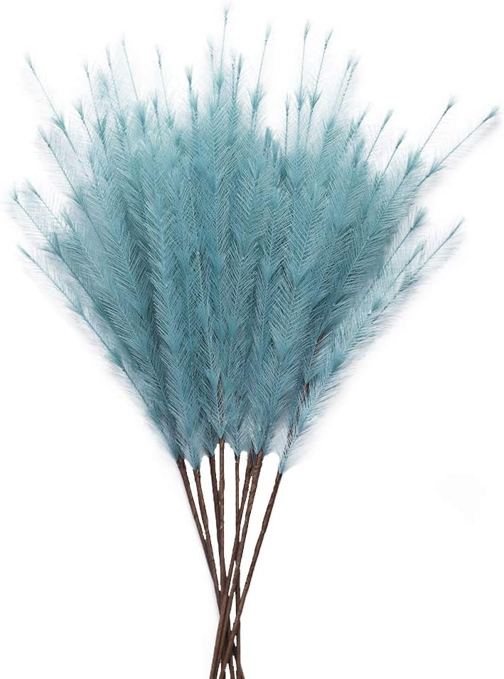 UiiziC Faux Pampas Grass 8 PCS 30 Inch Dusty Blue