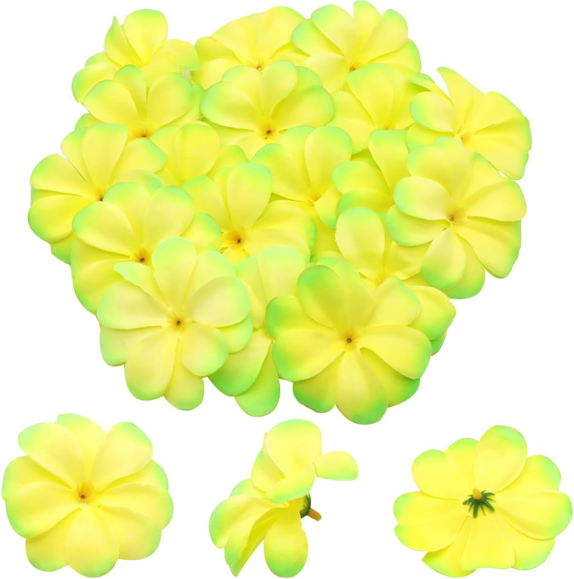 100 Pcs 28 Inch Hawaiian Plumeria Artificial Flower Heads Light Green