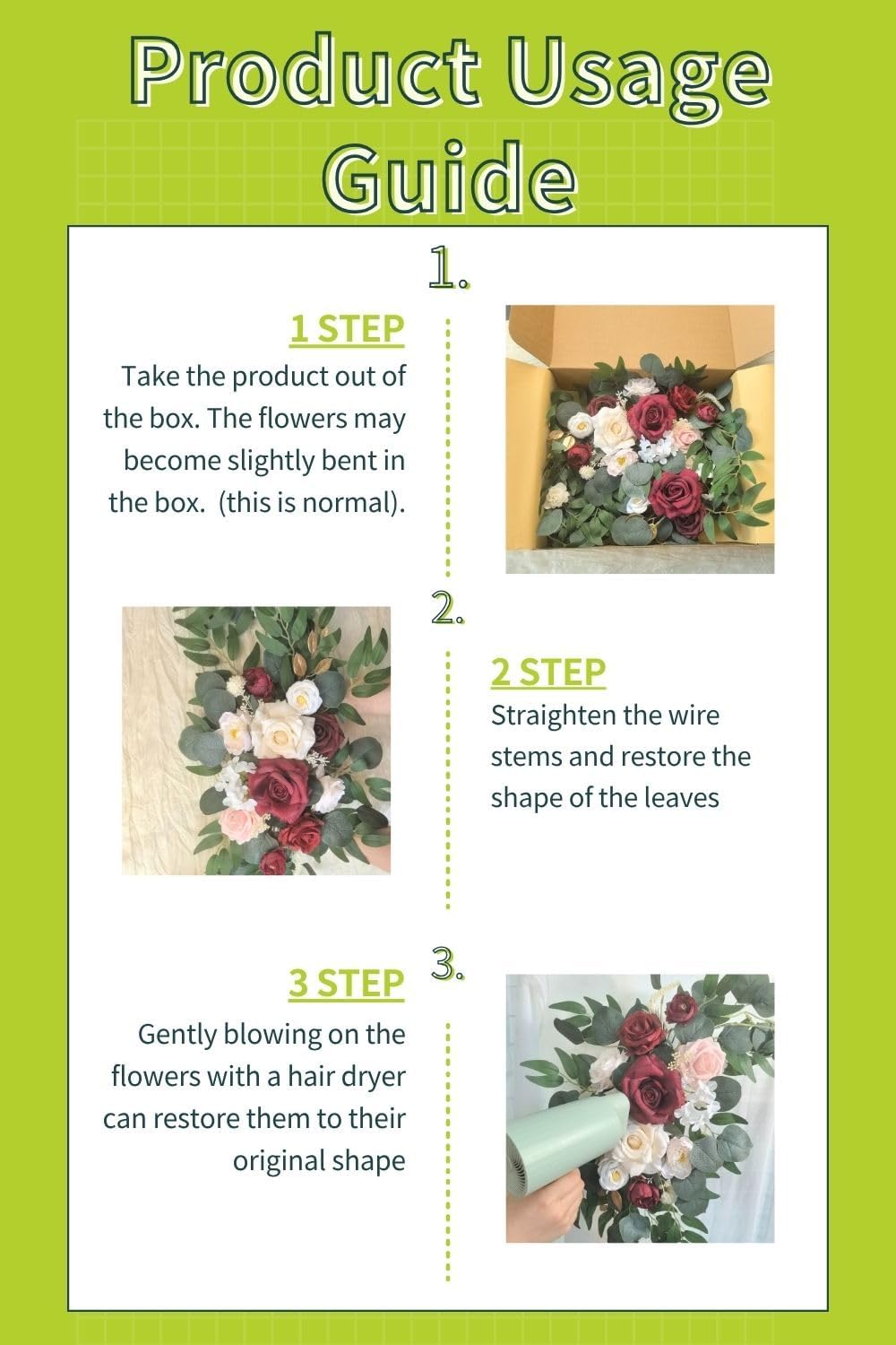 Red Wedding Sign Faux Flower Swag Set of 2