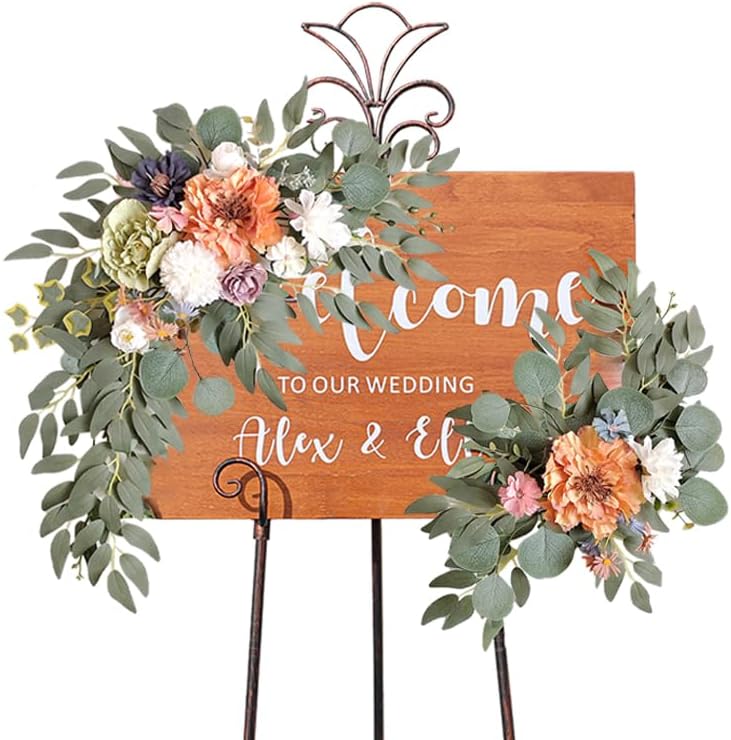 Lucky Flower 2 Pcs Wedding Sign Swag Set Orange