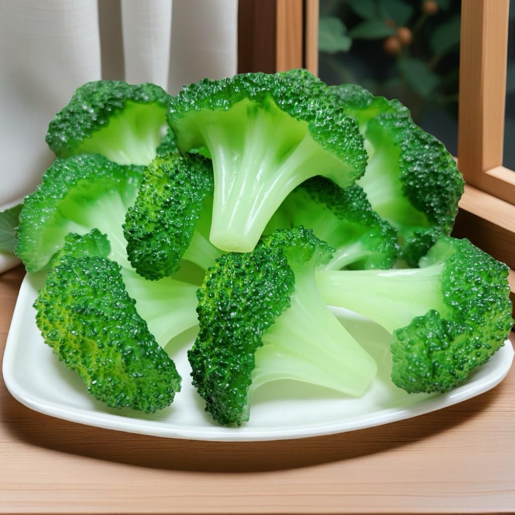 12pcs Fake Broccoli Slices Artificial Vegetables Decoration Props