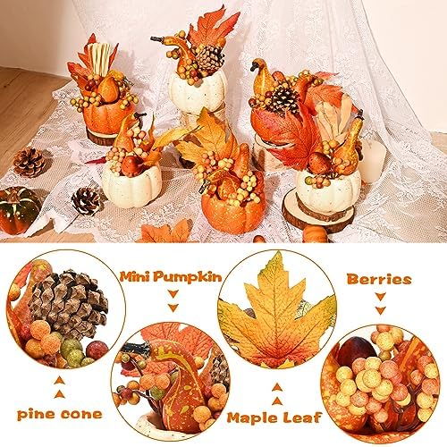 Waipfaru Fall Decor 6Pcs Artificial Pumpkins for Home