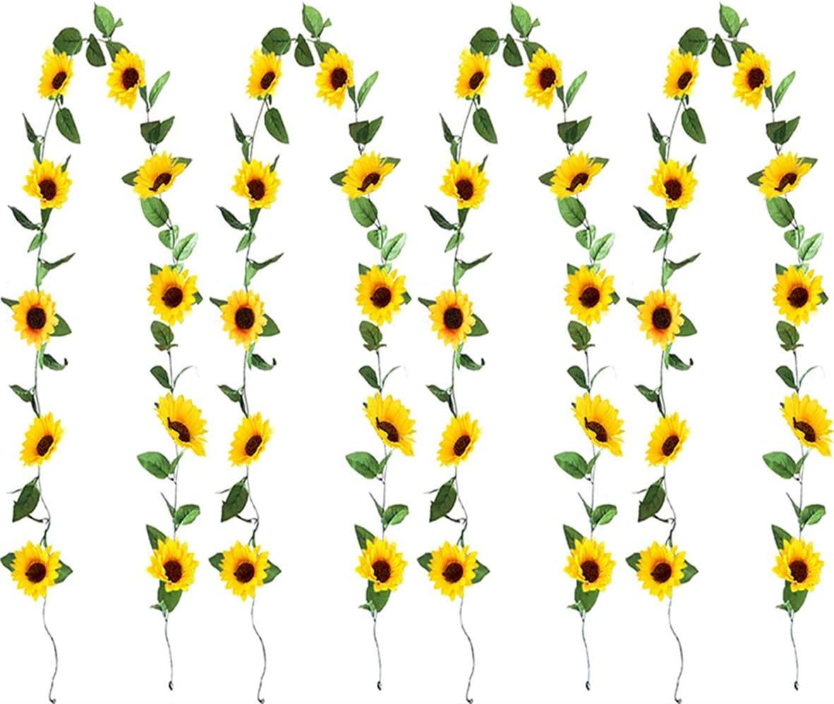 KUPOO 4 Pack Artificial Sunflower Garland