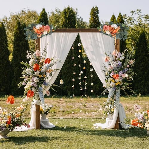 PATIKIL Red Artificial Rose Wedding Arch Flowers 2Pcs
