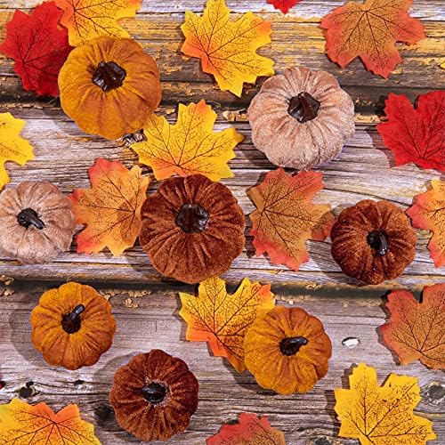 Whaline 12Pcs Fall Artificial Pumpkins 3 Sizes