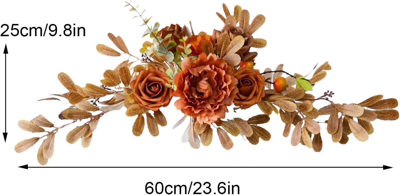 Orange Wedding Rose Artificial Flower Swag for Wedding Arch and Welcome Sign