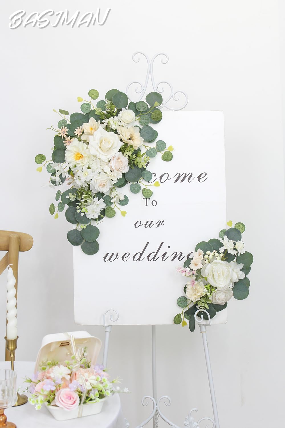 2pcs Champagne White Wedding Arch Flowers with Cable Ties