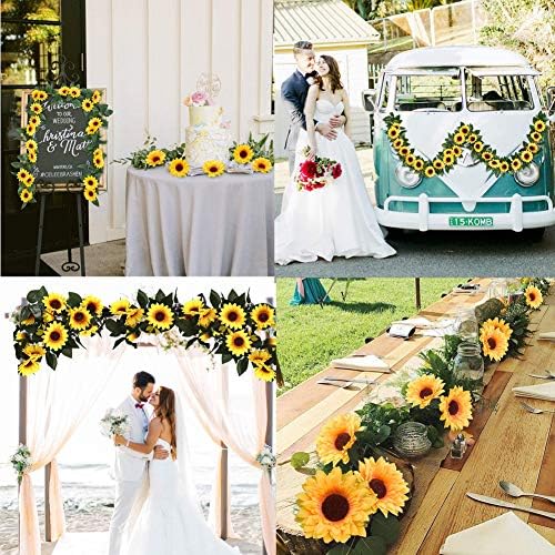 KUPOO 4 Pack Artificial Sunflower Garland