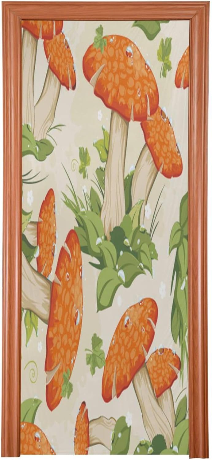 Susiyo Retro Autumn Mushrooms Halloween Door Cover Stretch Fabric 32x79 in