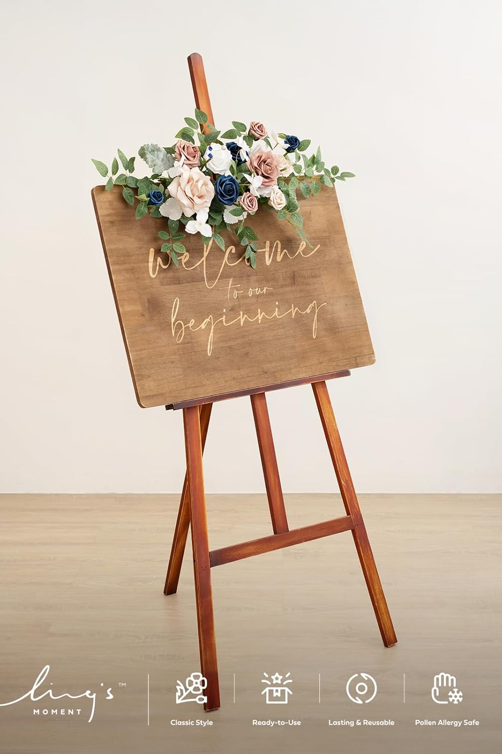 Lings Moment 2pcs Wedding Floral Swag Welcome Sign