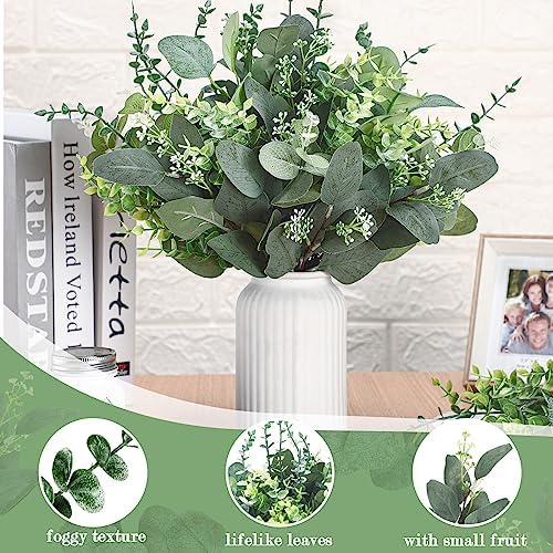 Ceenna 120 Pcs 6 Kinds Artificial Eucalyptus Greenery Set