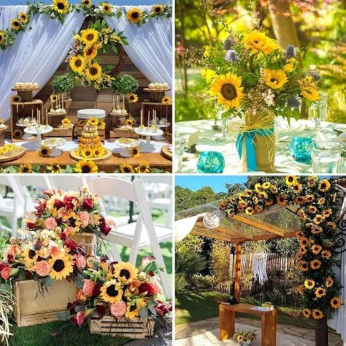3 Pack Artificial Sunflower Garland Decor 75ft