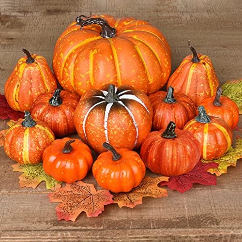 DearHouse 12Pcs Artificial Pumpkin Set for Autumn Decor