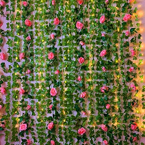UKELER 2 Pack Artificial Rose Garland 14FT Light Purple