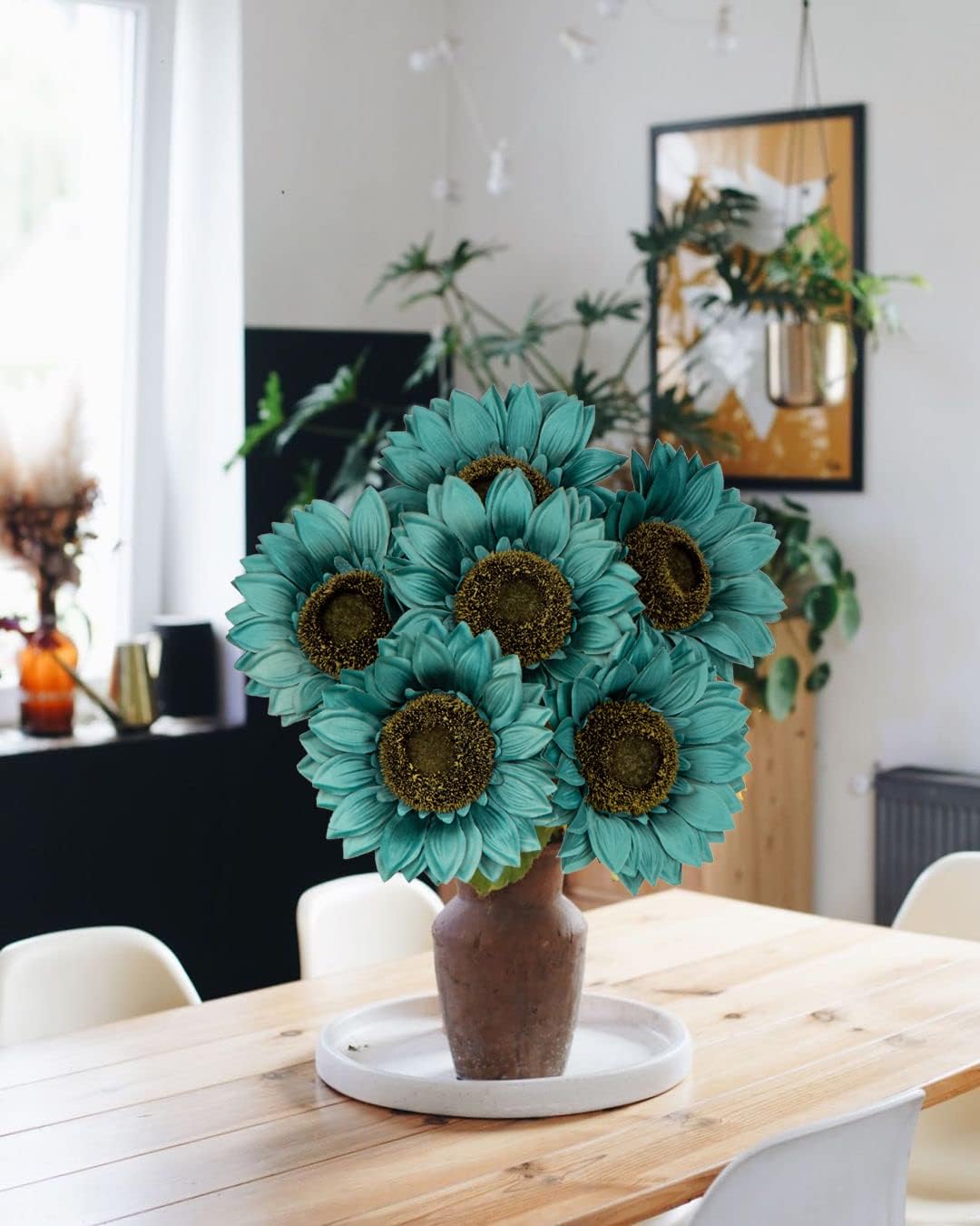 Hollyone Large Silk Sunflowers Artificial Flowers 6PCS 26 Long Stem Bouquet