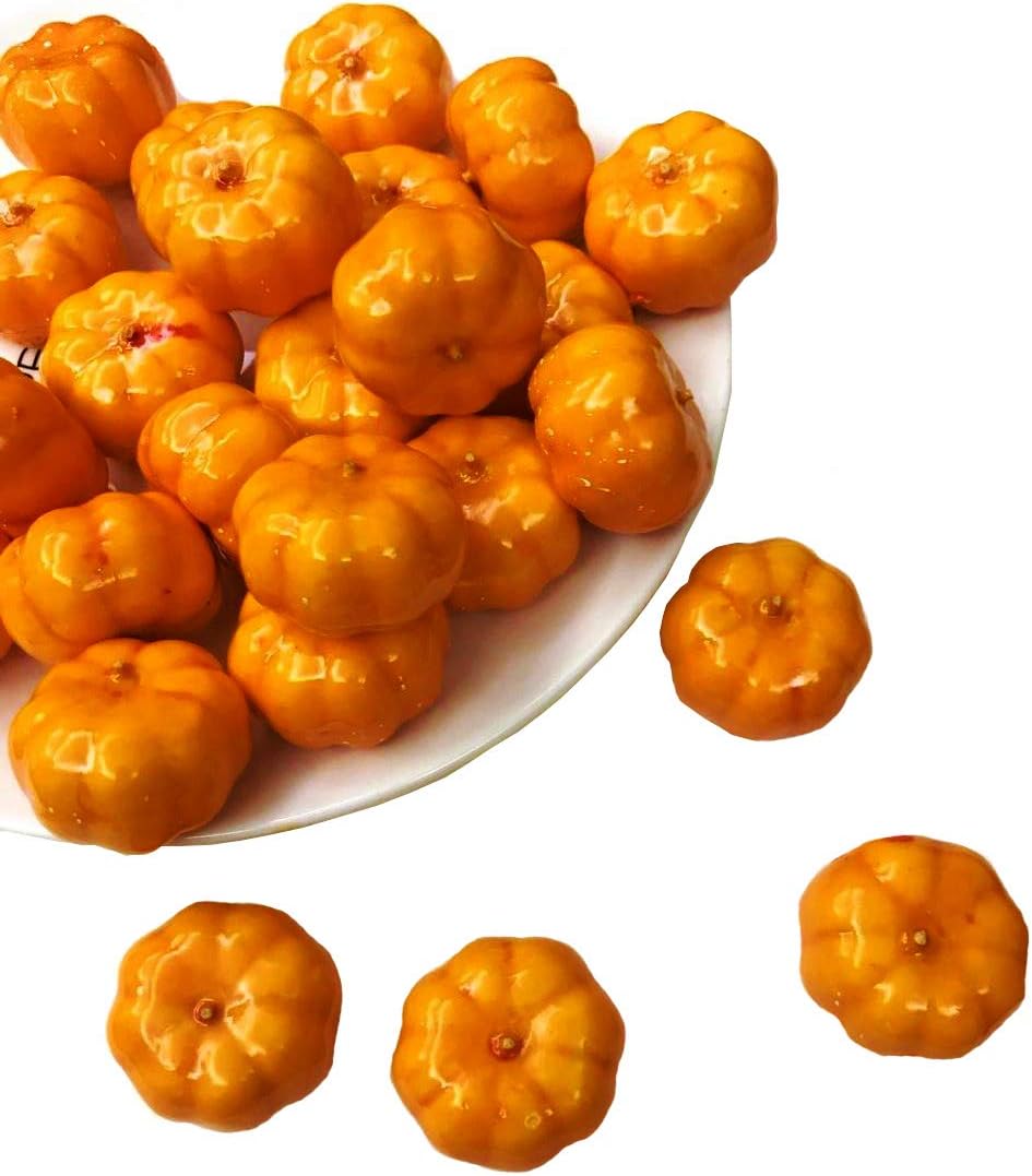 30 pcs Lifelike Artificial Fall Mini Pumpkins for Decor