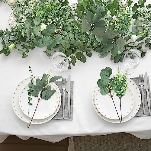 Ceenna 120 Pcs 6 Kinds Artificial Eucalyptus Greenery Set