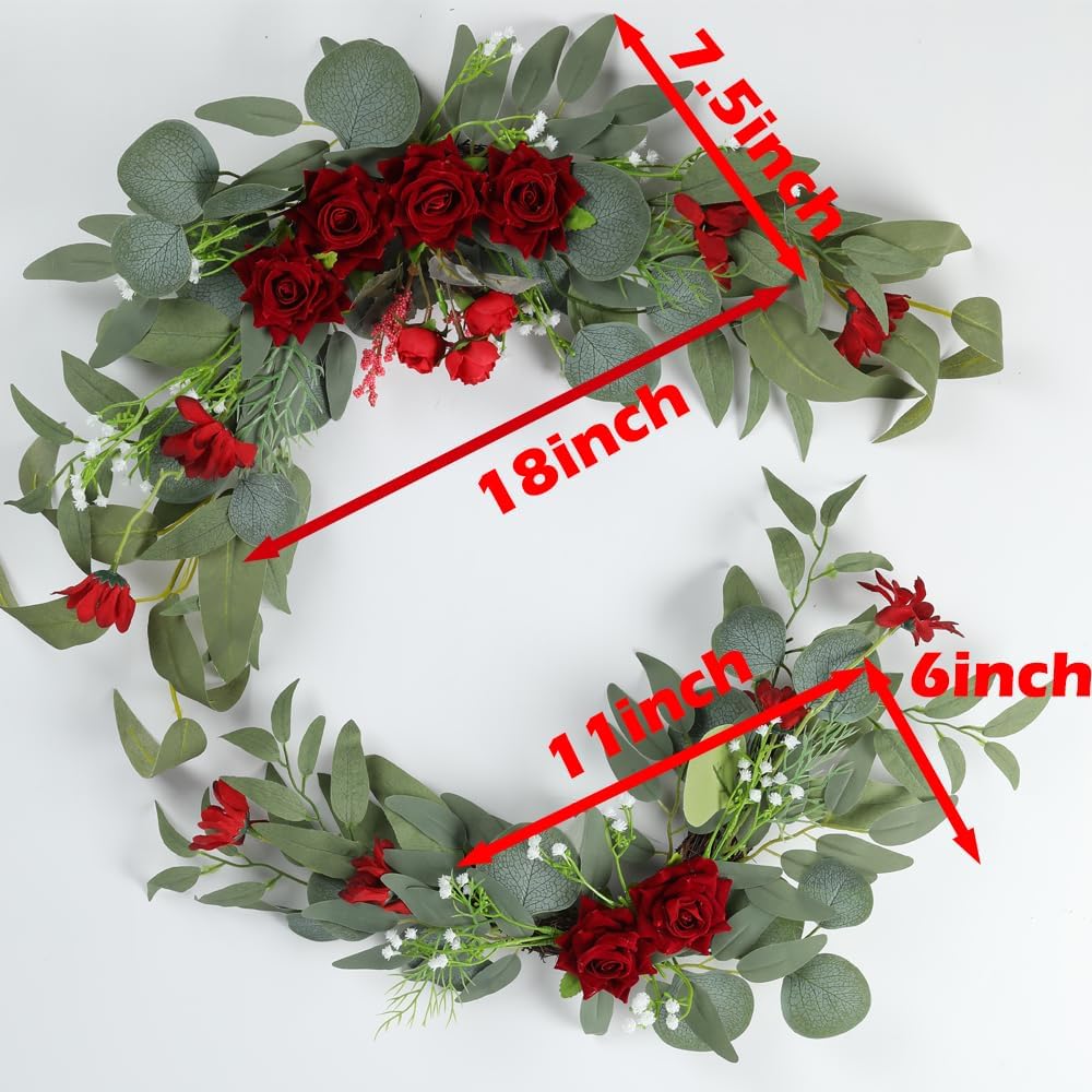 HW 2pcs Artificial Wedding Arch Red Rose Flowers