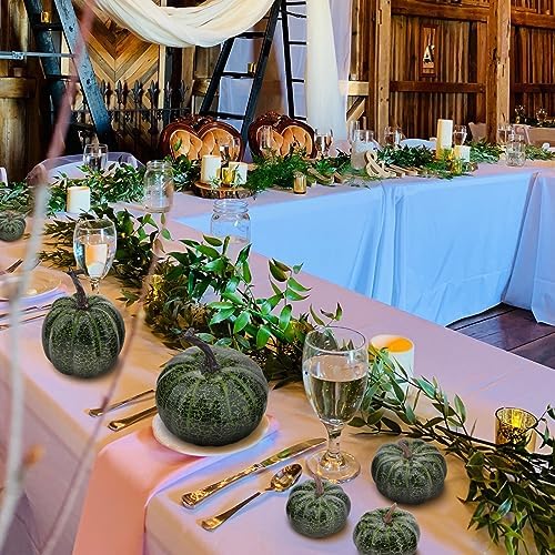 6 Pcs Realistic Fake Halloween Pumpkin Decorations Green