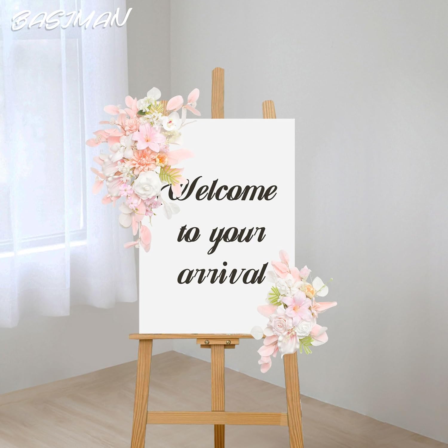 BASIMAN Set of 2 Wedding Flowers and Welcome Sign