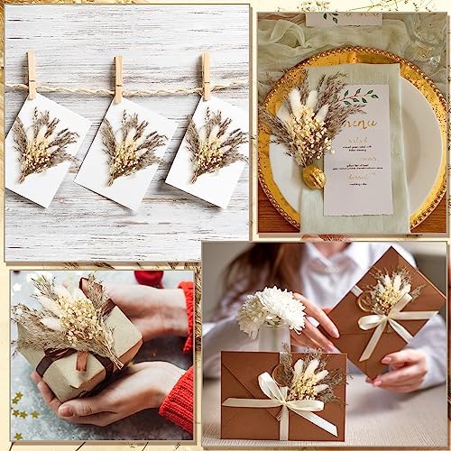 Fabbay 20 Pcs Boho Dried Flower Boutonniere for Men Wedding Accessories